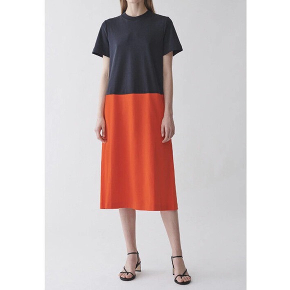 COS Dresses & Skirts - COS Colorblock Ponte Dress Womens XS Extra Small Navy Orange A Line career x8